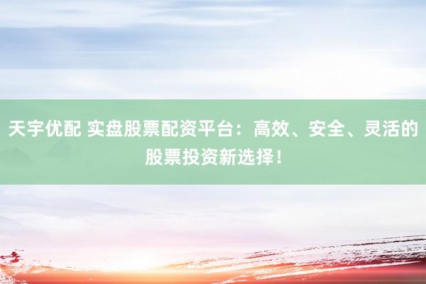 天宇优配 实盘股票配资平台：高效、安全、灵活的股票投资新选择！